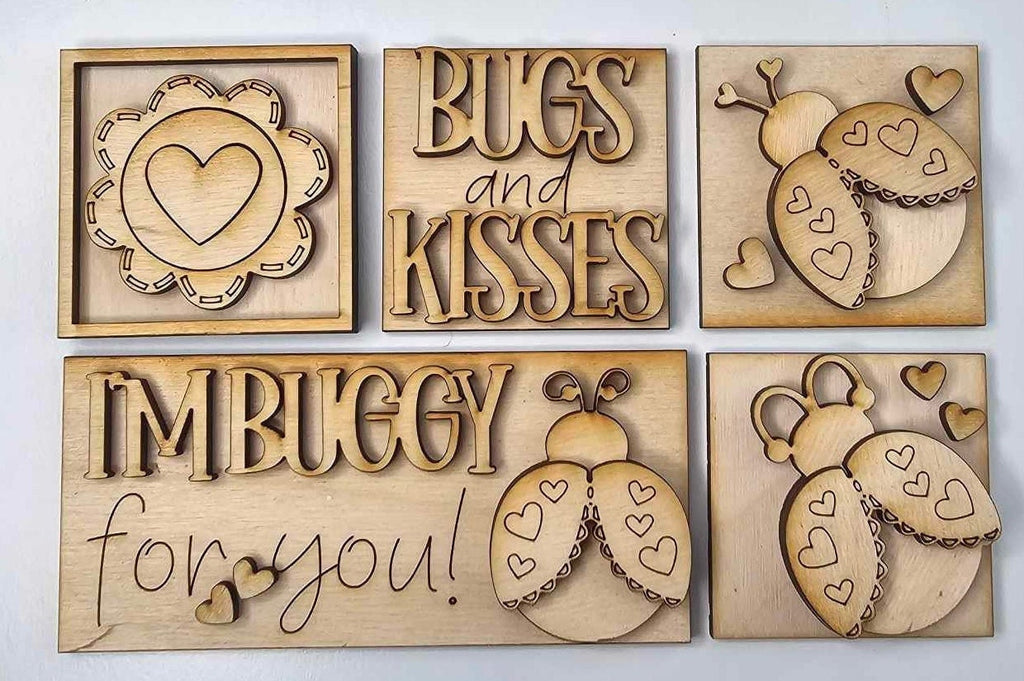 Bugs & Kisses Valentine for Interchangeable Frame Wood Decor - DIY Home Decor