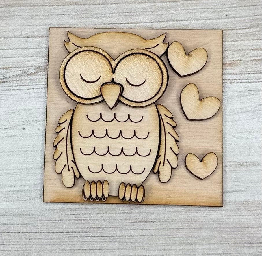 Owl Valentine DIY Leaning Ladder Insert Kit - Wood Blanks for Painting and Crafting