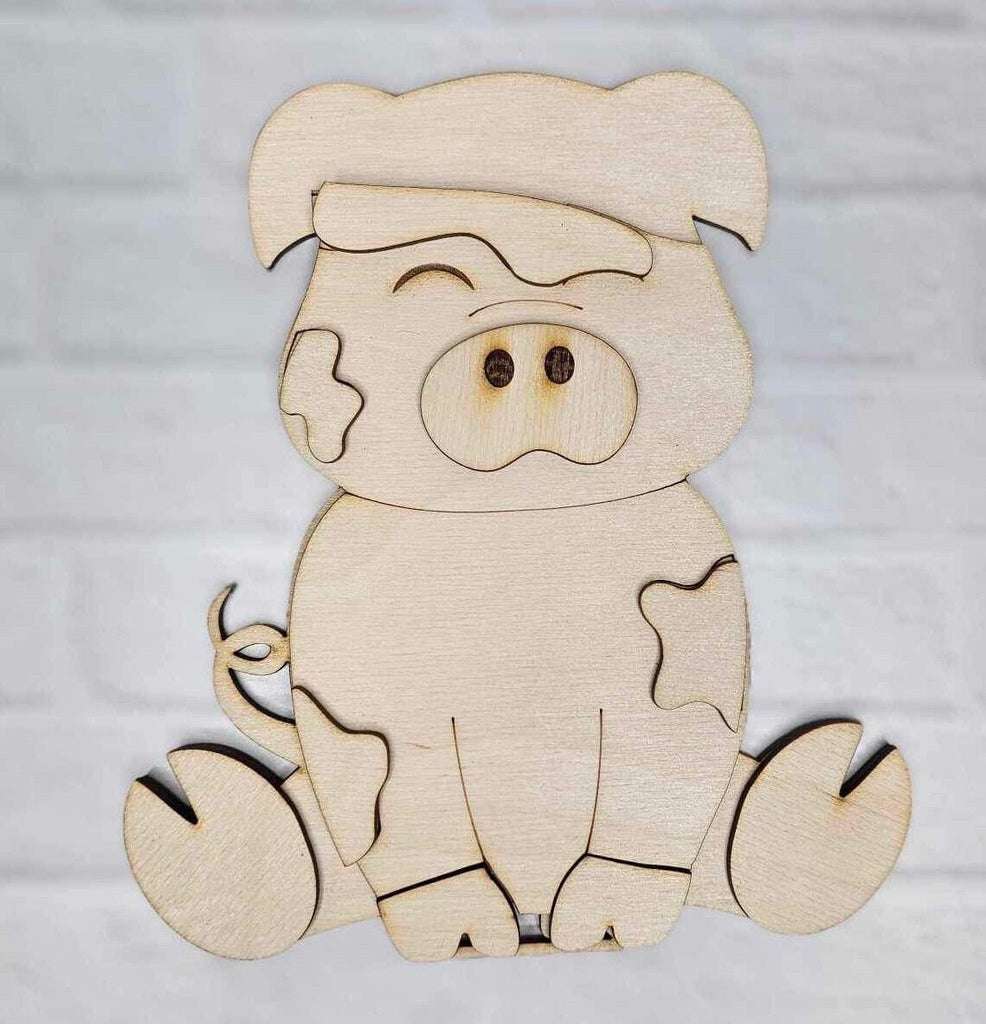 Barnyard Pig, Animals with Interchangeable Hats - DIY Wood Blanks for Painting and Crafting