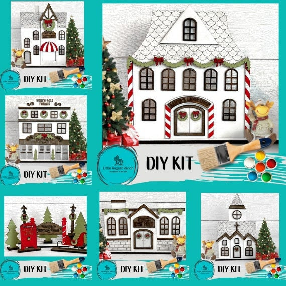 Christmas Town Bundle - Wood Blank Craft and Paint Kit