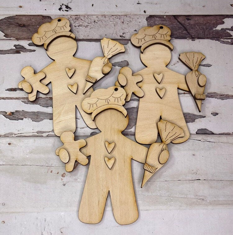 DIY Gingerbread Christmas Ornament Wood Blanks - Christmas Ornament Craft