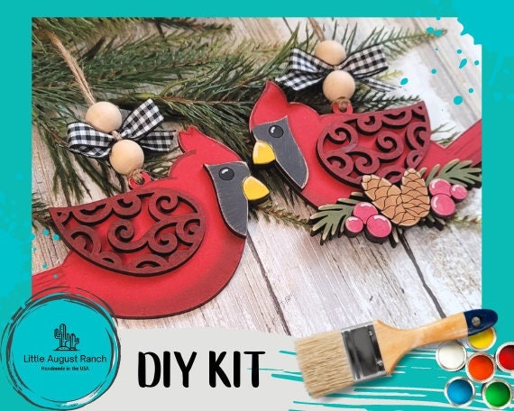 DIY Cardinal Christmas Ornament Wood Blanks - Christmas Ornament Craft