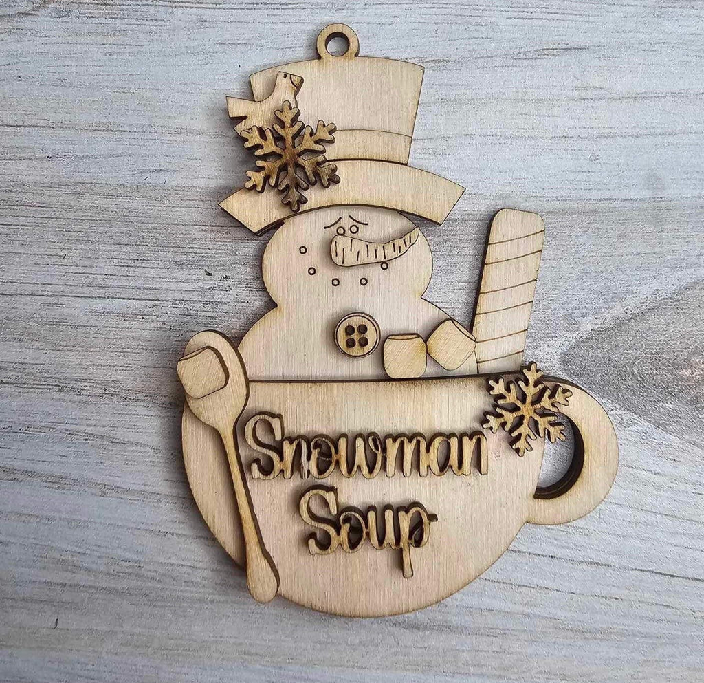 DIY Snowman Soup Christmas Ornament Set - Wood Blanks for Painting