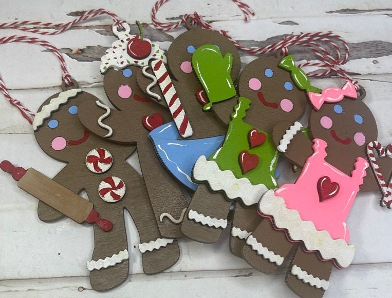 Gingerbread DIY Christmas Ornament Kit- Tree Ornament Wood Blanks