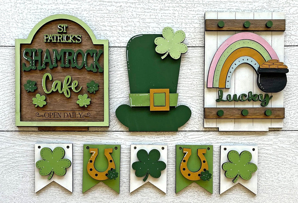 St Patrick Insert for our Bench Interchangeable Shelf Pieces , Decor for Shelf - Wood Blanks for Crafting and Painting