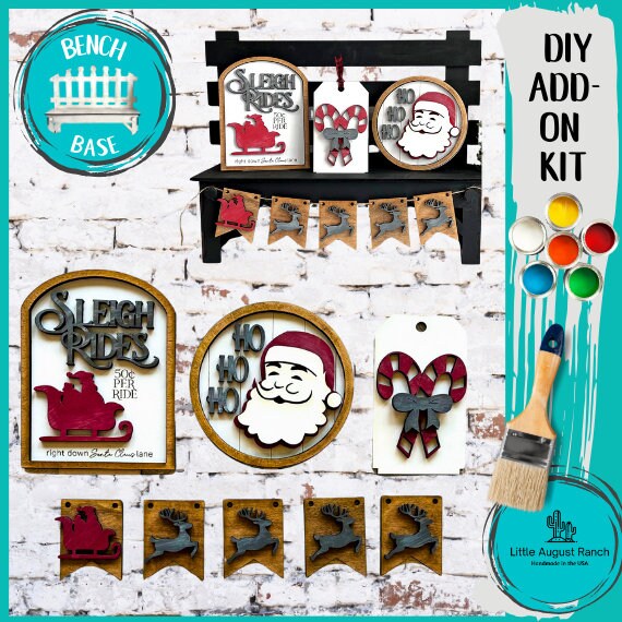 Christmas Santa Insert for our Bench Interchangeable Shelf Pieces , Decor for Shelf - Wood Blanks for Crafting and Painting