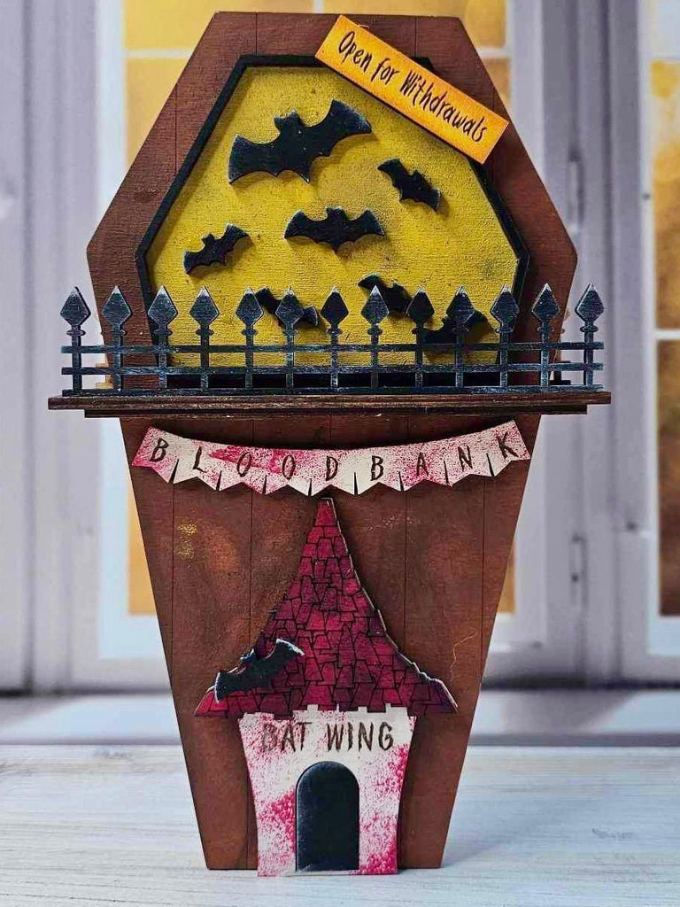 Halloween Village Self Standing Double sided Pieces - Blood Bank