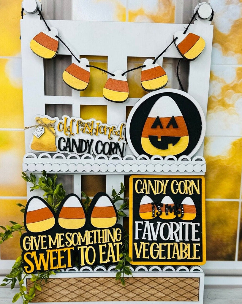 DIY Halloween Candy Corn give me Something Sweet Tiered Tray Paint Kit - Wood Blanks for Painting