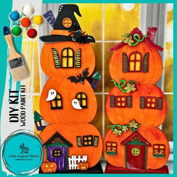 Stacked Pumpkin House Set Paint Kit - Wood Blanks for Crafting