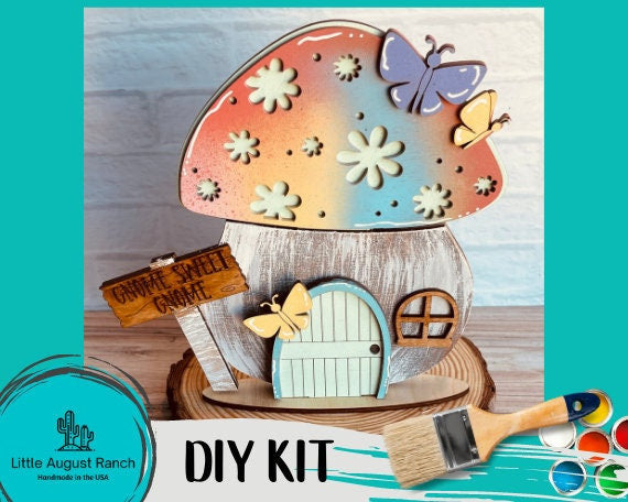 Mushroom DIY Interchangeable Decor Inserts - Wood Paint Kit - Spring