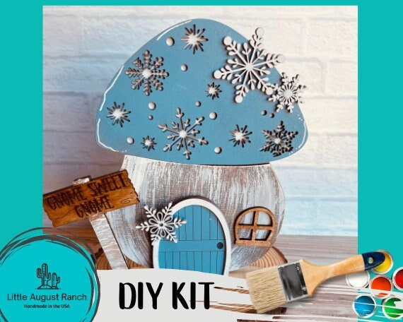 Mushroom DIY Interchangeable Decor Inserts - Wood Paint Kit - Winter