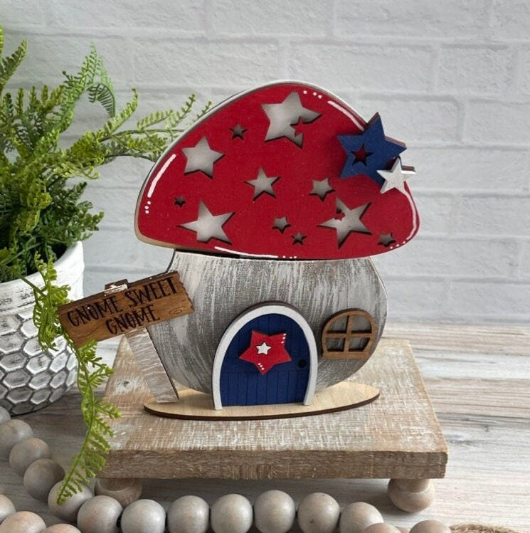 4th of July Mushroom DIY Interchangeable Decor Inserts - Wood Paint Kit