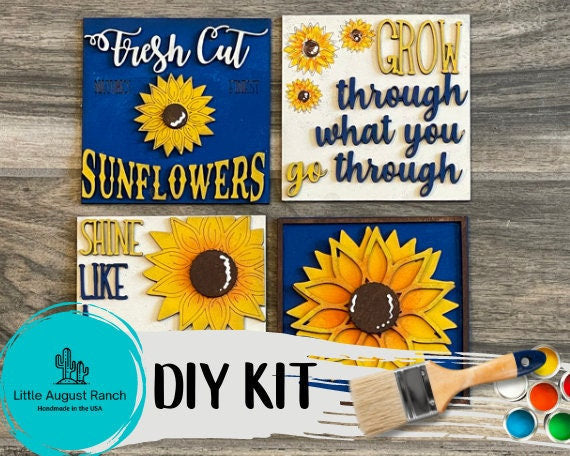 Tiered Tray Sunflower DIY Decor - Fall DIY Bundle