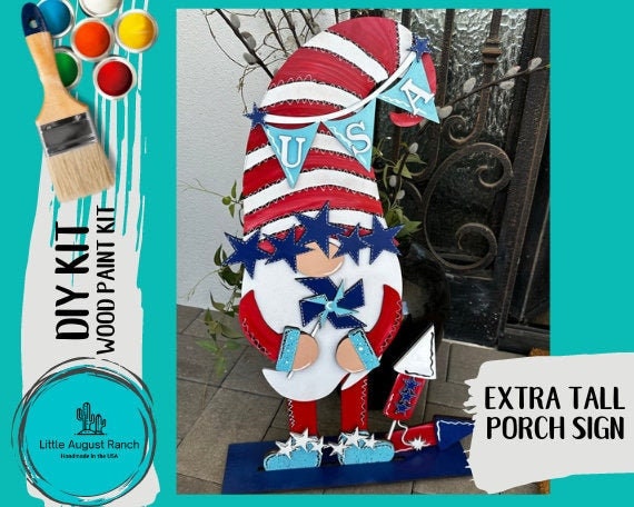 4th of July Gnome Porch Sign - Patriotic Decor