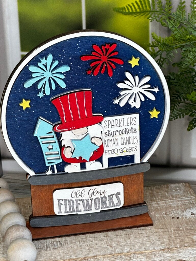 4th of July Insert for Snow Globe DIY Interchangeable Decor Inserts - Wood Paint Kit