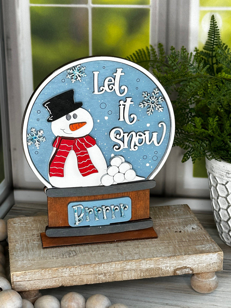 Winter Snowman Insert for Snow Globe DIY Interchangeable Decor Inserts - Wood Paint Kit