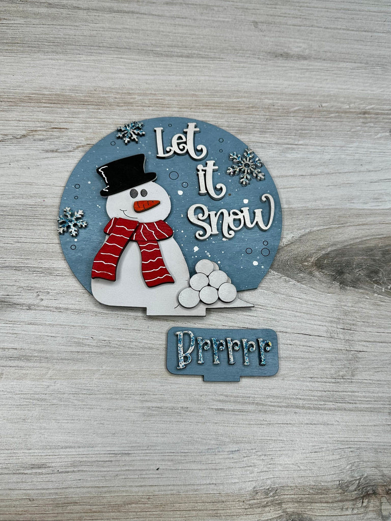 Winter Snowman Insert for Snow Globe DIY Interchangeable Decor Inserts - Wood Paint Kit