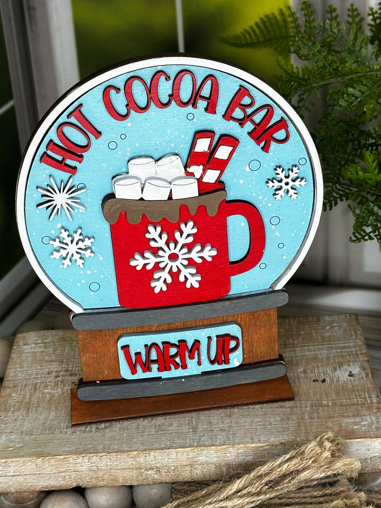 Hot Cocoa Insert for Snow Globe DIY Interchangeable Decor Inserts - Wood Paint Kit