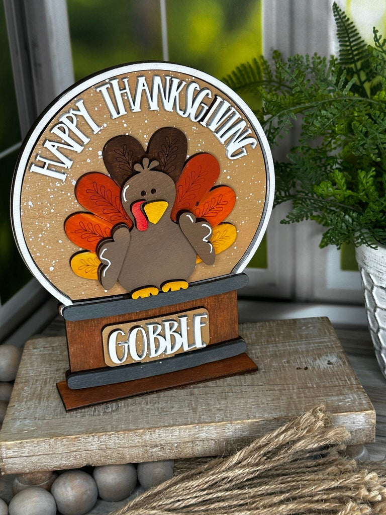 Thanksgiving Insert for Snow Globe DIY Interchangeable Decor Inserts - Wood Paint Kit