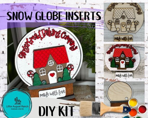 Gingerbread Baking Company Insert for Snow Globe DIY Interchangeable Decor Inserts - Wood Paint Kit