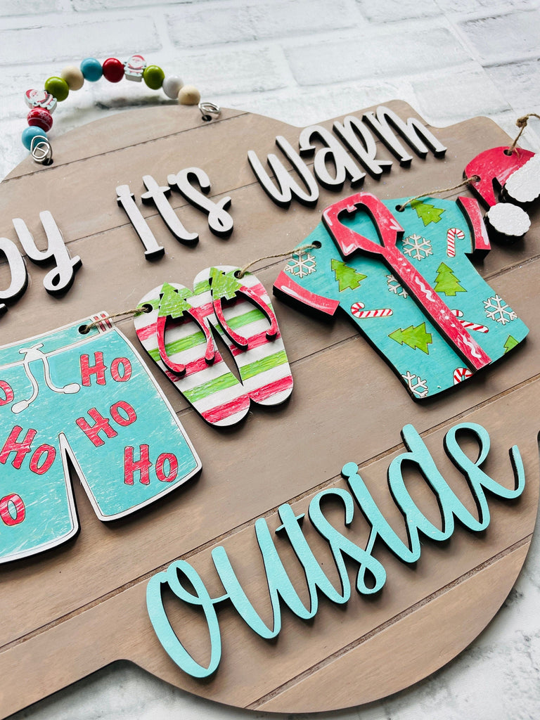 Baby it&#39;s Warm Outside Christmas Decor - Door/Wall Hanger Gone to the Beach Wood Paint Kit