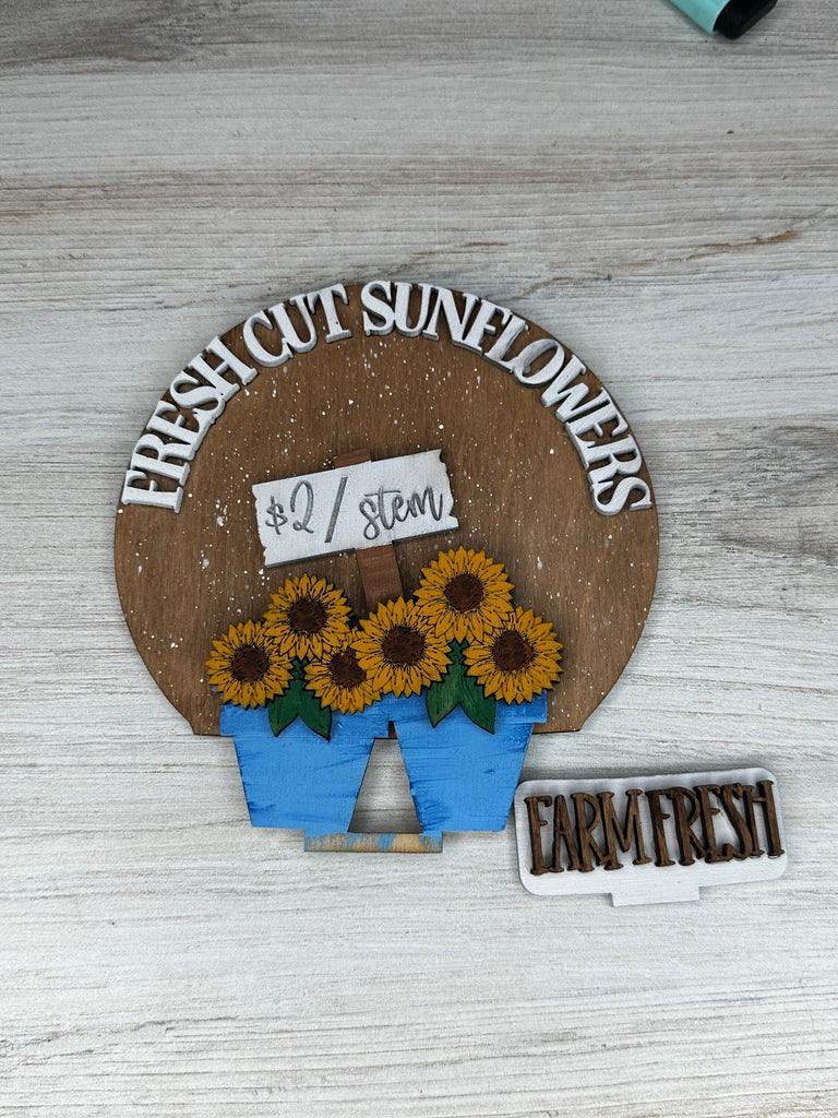 Sunflowers Insert for Snow Globe DIY Interchangeable Decor Inserts - Wood Paint Kit