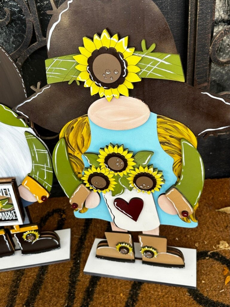 Tall Porch Gnome Sunflower Outfits- DIY Interchangeable Gnome Wood Blanks