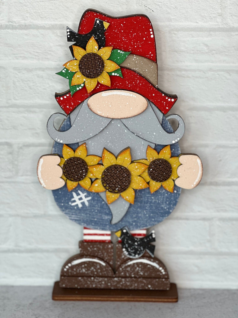 Sunflower Gnome DIY - Fall Gnome DIY Paint Kit Shelf Decor