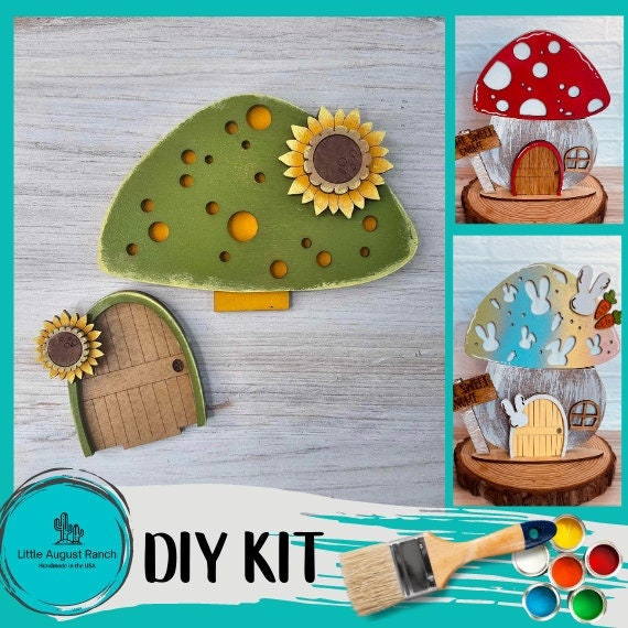 Sunflower Mushroom DIY Interchangeable Decor Inserts - Wood Paint Kit