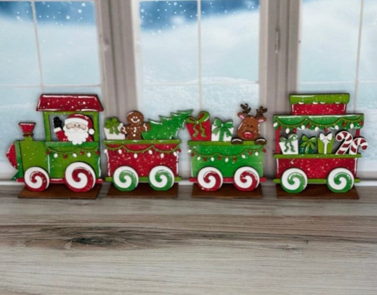 Santa Christmas Train Set - Wood Blanks for Crafting and Painting