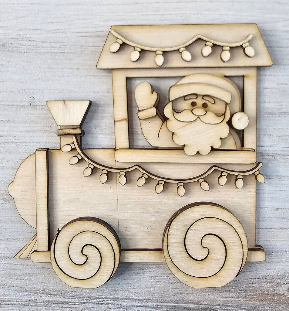 Santa Christmas Train Set - Wood Blanks for Crafting and Painting