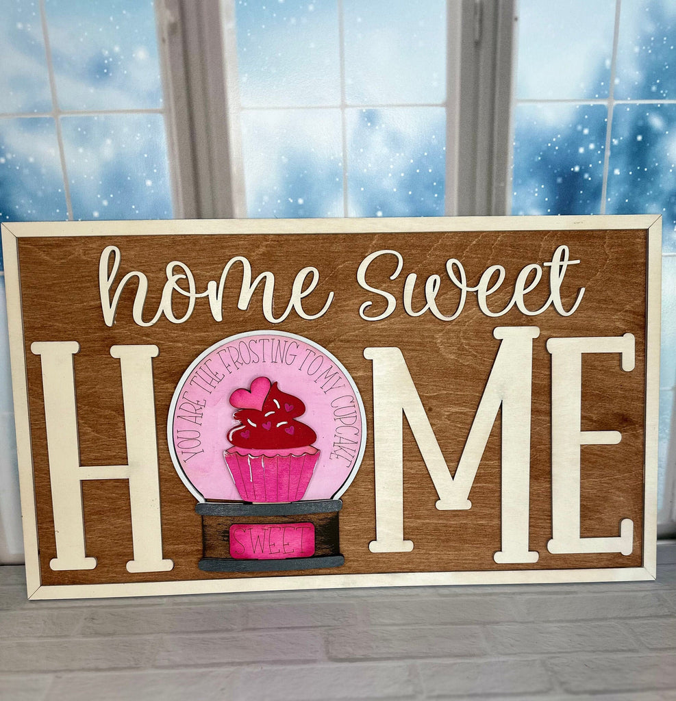 Valentine Cupcake Insert for Snow Globe DIY Interchangeable Decor Inserts - Wood Paint Kit - Home Decor