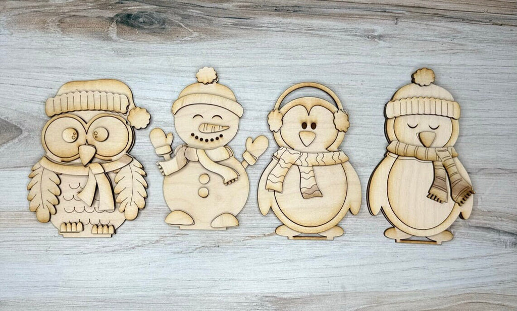 DIY Winter Friends Kit - Wood Blanks for Painting and Crafting