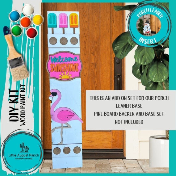 Flamingo Summer Add On Kit for Porch Leaner Toppers DIY Kit - Wood Blanks for Painting and Crafting