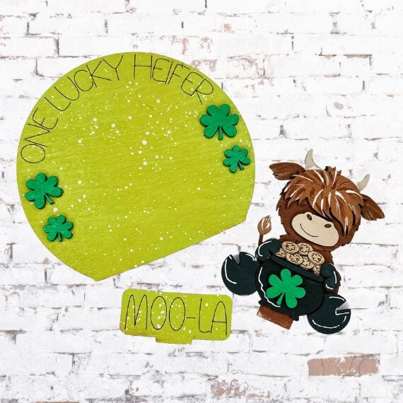 St Patrick Highland CowInsert for Snow Globe DIY Interchangeable Decor Inserts - Wood Paint Kit