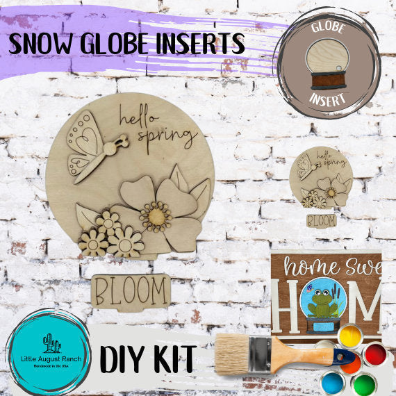 Spring Butterfly Insert for Snow Globe DIY Interchangeable Decor Inserts - Wood Paint Kit