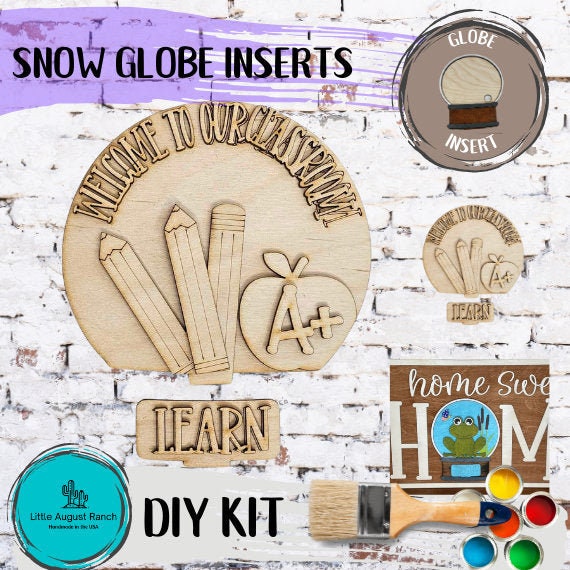 Welcome to our Classroom Insert for Snow Globe DIY Interchangeable Decor Inserts - Wood Paint Kit