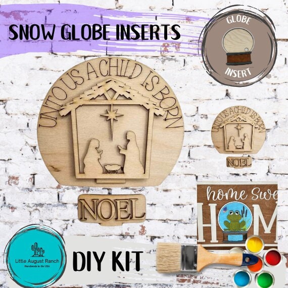 Nativity Insert for Snow Globe DIY Interchangeable Decor Inserts - Wood Paint Kit - Home Decor