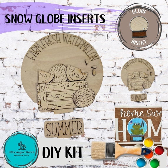 Watermelon Insert for Snow Globe DIY Interchangeable Decor Inserts - Wood Paint Kit