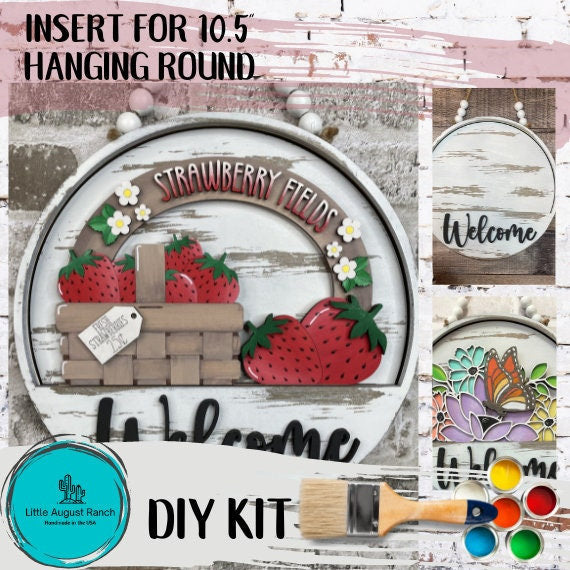 Strawberry Interchangeable Door Hanger - DIY Wood Blanks for Painting and Crafting