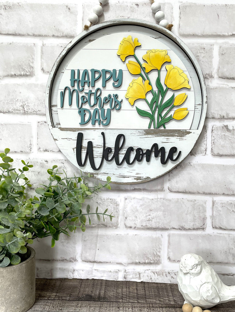 Mother&#39;s Day Interchangeable Door Hanger - DIY Wood Blanks for Painting and Crafting