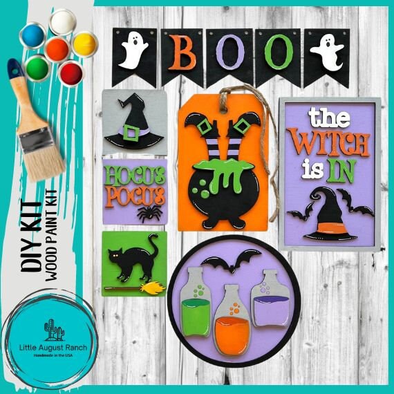 Halloween Tag Shelf Sitter DIY- Wood Blanks to Paint and Craft