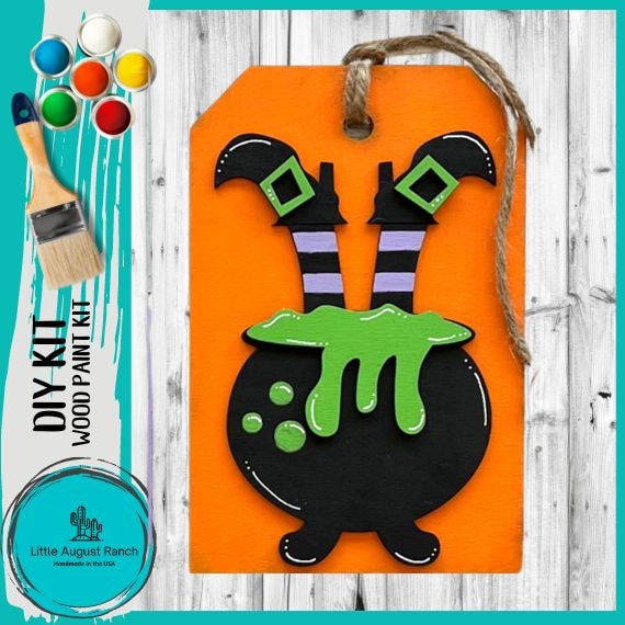 Halloween Tag Shelf Sitter DIY- Wood Blanks to Paint and Craft