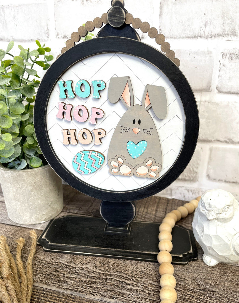 Easter Bunny DIY Tabletop Round Sign Holder - Wood Blanks for Painting and Crafting