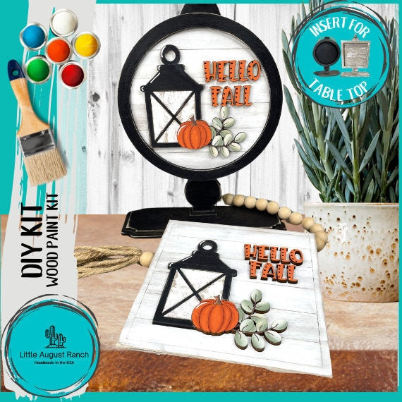 Fall Lantern DIY Tabletop Round/Square Sign Holder - Wood Blanks for Painting and Crafting