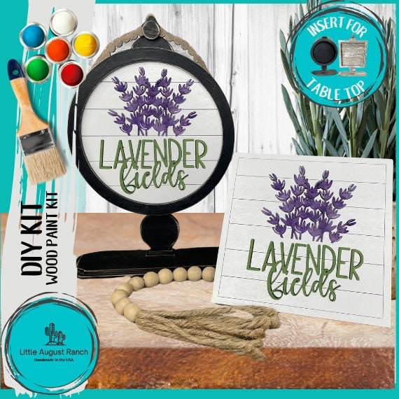 Lavender DIY Tabletop Round/Square Sign Holder - Wood Blanks for Painting and Crafting