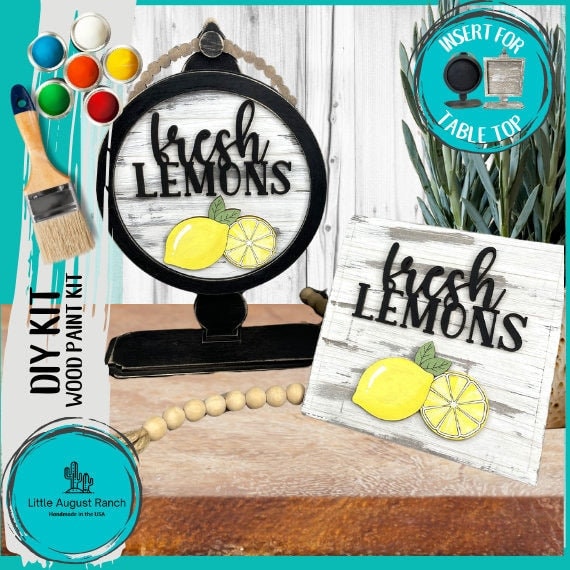 Lemon DIY Tabletop Round/Square Sign Holder - Wood Blanks for Painting and Crafting