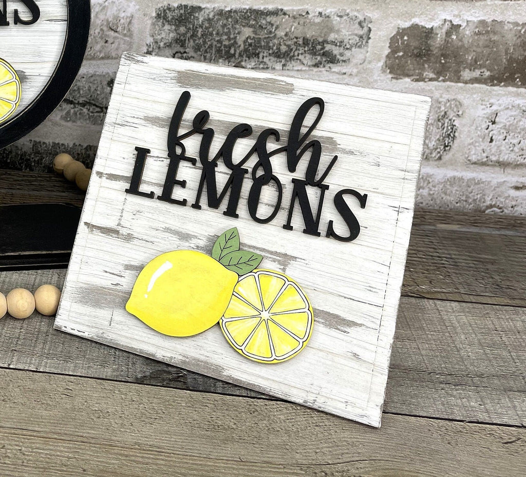 Lemon DIY Tabletop Round/Square Sign Holder - Wood Blanks for Painting and Crafting