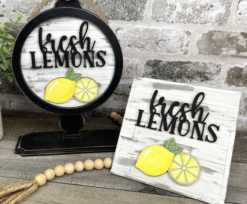 Lemon DIY Tabletop Round/Square Sign Holder - Wood Blanks for Painting and Crafting