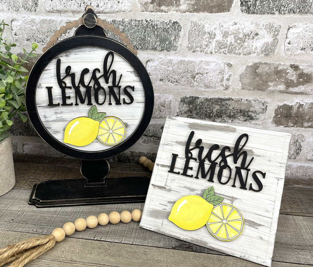 Lemon DIY Tabletop Round/Square Sign Holder - Wood Blanks for Painting and Crafting